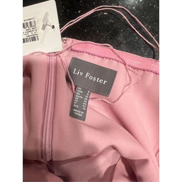 Liv Foster Liv Foster Taffeta Cut-Out Tiered Halter Evening Gown Pink size 6 NWT - Picture 6 of 6